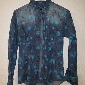 Malcom Chic Men's Floral Print Button Down, XS